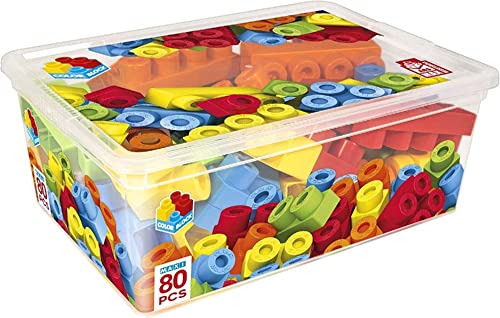 COLORBABY 49281 Dinosaurier Set Baukasten 80 Teile Maxi Farbblock, Blau, Grün, Orange, Rot von COLORBABY