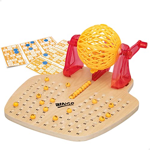 ColorBaby CB Games 49666 Hand-Bingo aus Holz, Brettspiel für Kinder und Erwachsene, Bingospiel, Familienspiele, Rot, Klassische Brettspiele/Bingo Spielen von COLORBABY