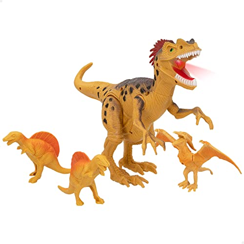 COLORBABY 49777 - Set 4 Dinosaurier Spielzeug für Kinder mit Licht und Sound / Dinosaurier Spielzeug inkl. 4 Dinos 1 großer Dinosaurier und 3 kleine Dinosaurier von COLORBABY