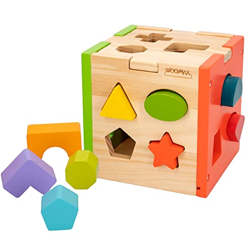 WOOMAX 42139 ColorBaby 14 Stück Holz Aktivitätswürfel, Mehrfarbig, Sin Talla von WOOMAX