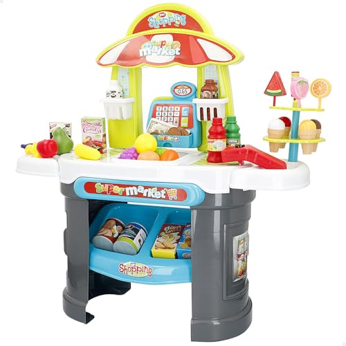 COLORBABY My Home Supermarkt mit Scanner, Licht und Sound, Maße 66 x 25 x 68 cm, enthält über 40 Zubehörteile, Kinderzelt, Lernspiel für Kinder ab 3 Jahren (47966) von COLORBABY