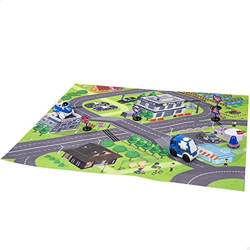 ColorBaby TAPÍZ Con VEHICULOS GEH Speed&GO – Speed & Go Decke Aktivitäten City C/Auto Reibung Polizei (46830), bunt, Normal von COLORBABY