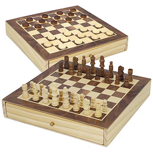 ColorBaby - 2 in 1 Schachbrett und Damen aus Holz mit CB Games Schublade (45594) von COLORBABY