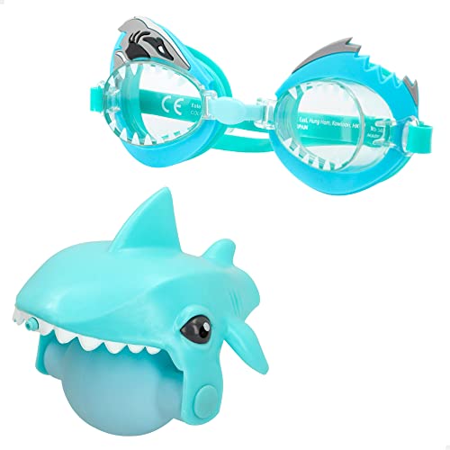 ColorBaby 46863 Taucherbrille Hai, Wasserwerfer, verstellbar, empfohlen ab 5 Jahren, Schwimmbrille für Kinder von COLORBABY