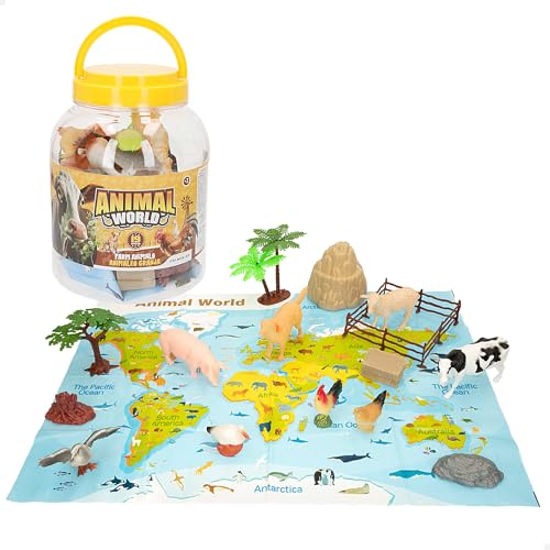 ColorBaby Animal World 47187 Würfel, Tiere, Bauernhof, 19 Teile, inklusive Weltkarte in englischer Sprache, Spielzeugtiere, Miniatur-Tierfigur, Spaß und Lernen (47187) ColorBaby Animal World 47187 Würfel, Tiere, Bauernhof, 19 Teile, inklusive Weltkarte in englischer Sprache, Spielzeugtiere, Miniatur-Tierfigur, Spaß und Lernen (47187) von COLORBABY