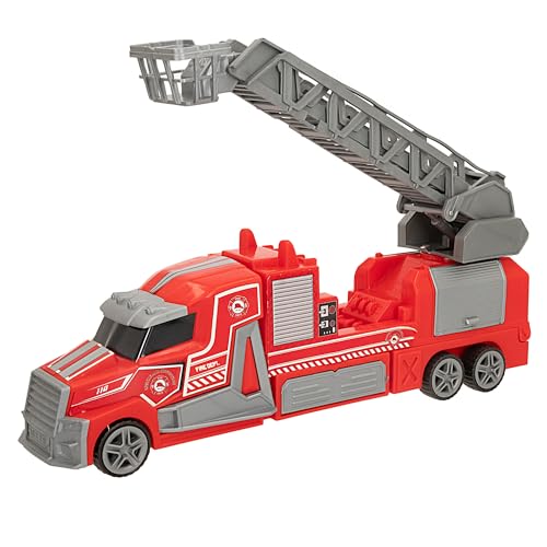 ColorBaby 47278 Feuerwehrauto, 360° ausziehbare Leiter, Reibungssystem, Feuerwehrauto, große Lastwagen, Spielzeug für Kinder ab 3 Jahren, Kinderfahrzeug von COLORBABY
