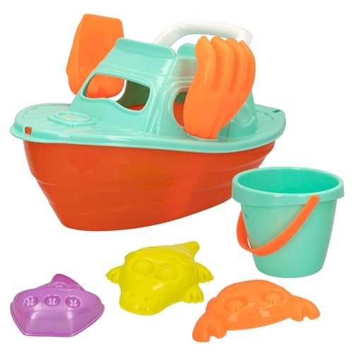 ColorBaby 49263 Strandspielzeug für Kinder, Strand-Eimer, Ø 14 cm, Yacht, Schaufel, Rechen, 3 Sandformen, Sommerspielzeug, Sandspielzeug + 18 Monate, bunt, M ColorBaby 49263 Strandspielzeug für Kinder, Strand-Eimer, Ø 14 cm, Yacht, Schaufel, Rechen, 3 Sandformen, Sommerspielzeug, Sandspielzeug + 18 Monate, bunt, M von COLORBABY