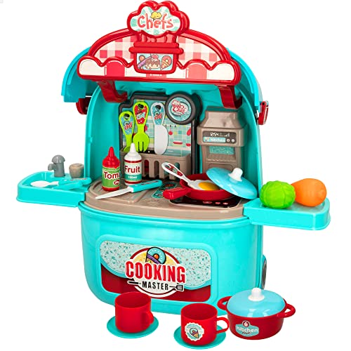 ColorBaby 49766 My Home Küchenset mit Licht und Sound-Koffer mit Rollen + 24 m, Werkzeuge von COLORBABY