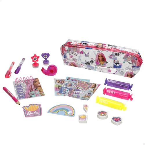 ColorBaby 77488 Barbie Schreibset mit Etui und Zubehör, inkl. Stifte, Aufkleber und Stempel, optimal für Kinder ab 3 Jahren von COLORBABY