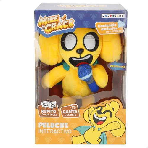 COLORBABY Mikecrack 85423 Plüschtier Mike Hund mit Musik, Aufnahme und Sprachwiedergabe, YouTube-Charakterspielzeug, 29 cm, Singen Schokolade mit Mandeln, wiederholt das, was Sie Sagen von COLORBABY