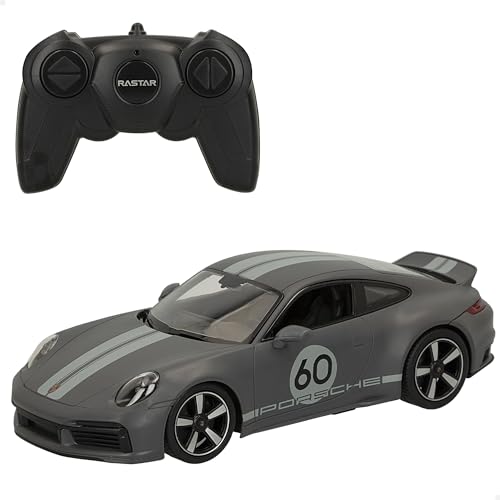 ColorBaby Rastar 41283 RC Auto, Porsche 911 Classic, offizielles Lizenzprodukt, Maßstab 1:16, mit Licht, Grau, ferngesteuertes Auto, ferngesteuertes Fahrzeug, Fernbedienung, Geschenke für Kinder von COLORBABY