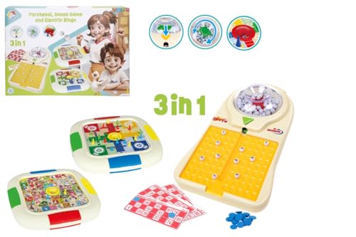 ColorBaby Set mit 3 Brettspielen, elektronisches Bingo, Flicken, Spiel der Gasse, komplettes Set mit Brettern und Spielsteinen, für mehr als 2 Spieler, Spielzeug für Kinder 5 Jahre (47945) von COLORBABY