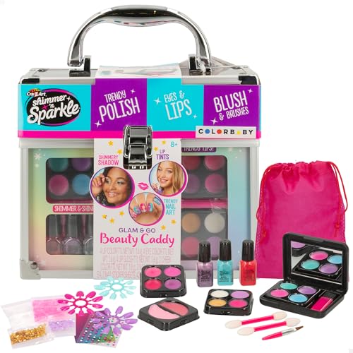 ColorBaby Shimmer N Sparkle 47086 Make-up-Set für Kinder, Go Glam, Koffer, ungiftig, Nagellack, Mädchen, Aufkleber, Glitzer, Spielzeug für Mädchen ab 8 Jahren, Beauty-Etui, Geschenke für Kinder von COLORBABY