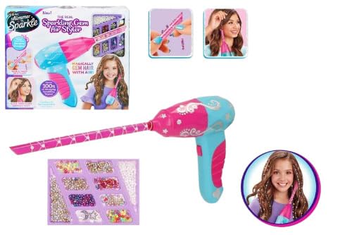 ColorBaby Shimmer N Sparkle Haarapplikator für Haare, kabellos, wiederaufladbar, inkl. 600 bunten Edelsteinen, 8 kleine Kämme, Aufkleber, Mädchen-Spielzeug, ab 8 Jahren (47912) von COLORBABY