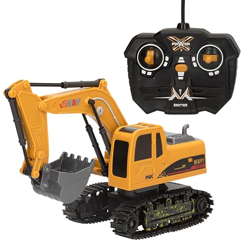 ColorBaby Speed & Go, Ferngesteuerter Bagger 1:24, RC, Licht, 360° drehbar, Ladegerät inklusive, Fernbedienung 5 Funktionen, Baufahrzeug, Ferngesteuertes Spielzeug, Kinderspielzeug +4 (47528) von COLORBABY