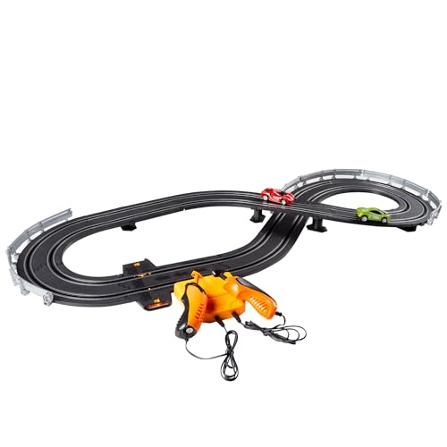 Colorbaby Speed & Go Elektrische Rennstrecke, 2 Autos, Maßstab 1:64, Größe 93 x 43 cm, Länge 232 cm, Kinderautobahn, ferngesteuertes Auto, Rennstrecke, 8 Jahre, 47521 von COLORBABY