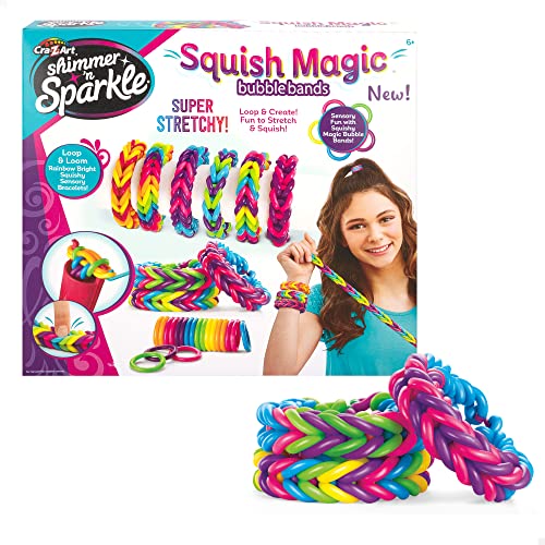 ColorBaby Shimmer 'n Sparkle, Gummibänder-Set für Armbänder und Halsketten, Spielzeug für Mädchen, Geschenke, inkl. 100 Gummibänder, Webstuhl und Haken (46907) von COLORBABY