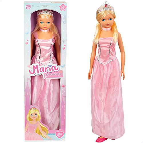 ColorBaby 43993 - Große Puppe, Höhe 105 cm, Prinzessin, Spielzeug für Jungen und Mädchen 3 Jahre, zum Frisieren, Gelenke, Schuhe, Krone von COLORBABY