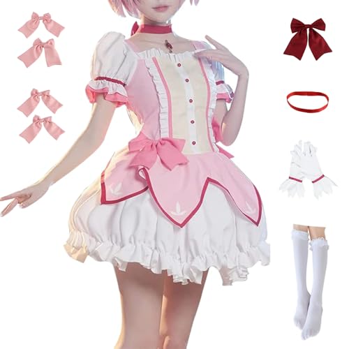 Rosa Kleid für Damen und Mädchen, Cosplay, Anime-Uniform, Rock, Halloween-Outfits mit Handschuhen, Socken, Pink, M Rosa Kleid für Damen und Mädchen, Cosplay, Anime-Uniform, Rock, Halloween-Outfits mit Handschuhen, Socken, Pink, M von COLSA