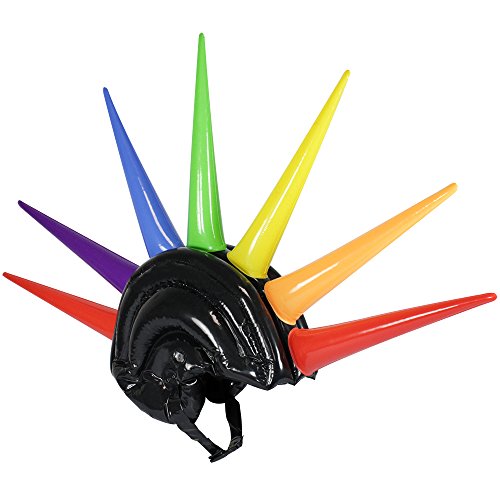 com-four® Aufblasbarer Helm mit bunten Spikes - Irokesen Helm für Erwachsene - Kostüm für Karneval, Fasching, JGA - 90 x 60 cm (01 Stück - Helm mit Spikes) von com-four