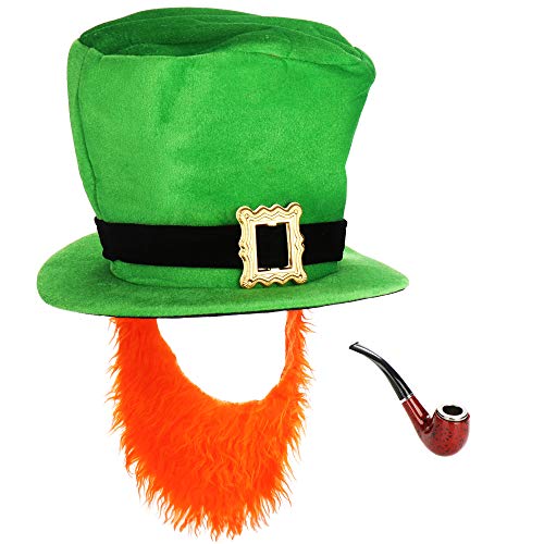 com-four® Leprechaun, Kobold Kostüme zum St. Patricks Day - Outfits und Accessoires für das grüne, irische Fest - Für Fasching, Fastnacht, Karneval, Parade, Motto-Party, Irish Pub (02-teilig - Set09) von com-four