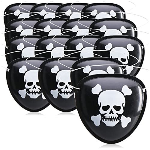 com-four® 16x Piraten-Augenklappen - Piraten-Kostüm Zubehör zum Karneval, Halloween - Seeräuber Accessoire - Augenabdeckung mit Gummiband, Kappe, Maske (Set 06-16-teilig) von com-four