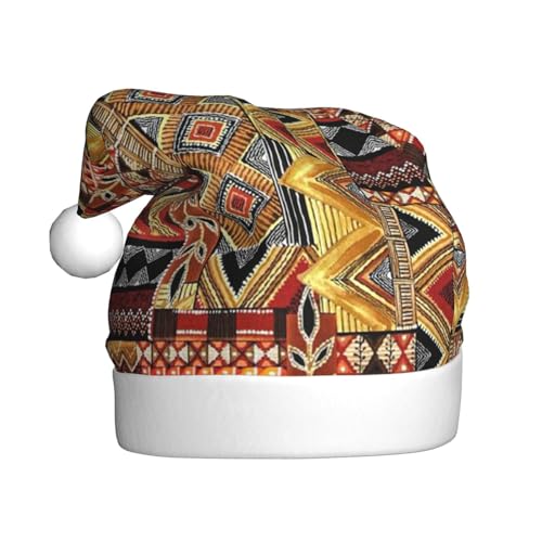 COMAAM African Textile Patchwork Erwachsene Plüsch Weihnachtsmütze Weihnachten Dekorative Hut Geeignet Für Silvester Party Supplies von COMAAM