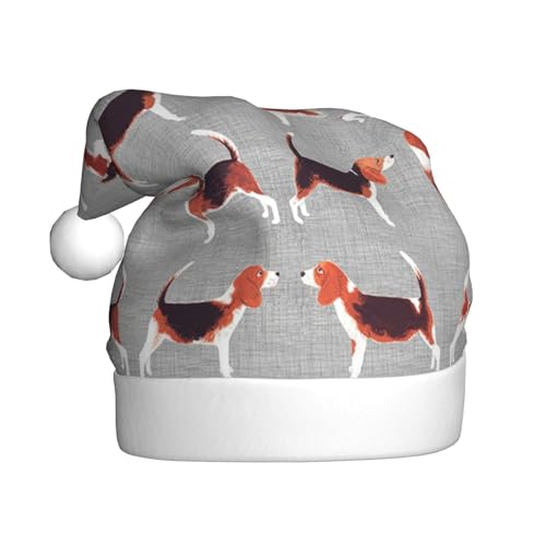 COMAAM Beagle Patterns Erwachsene Plüsch Weihnachtsmütze Weihnachten Dekorative Hut Geeignet Für Silvester Party Supplies von COMAAM