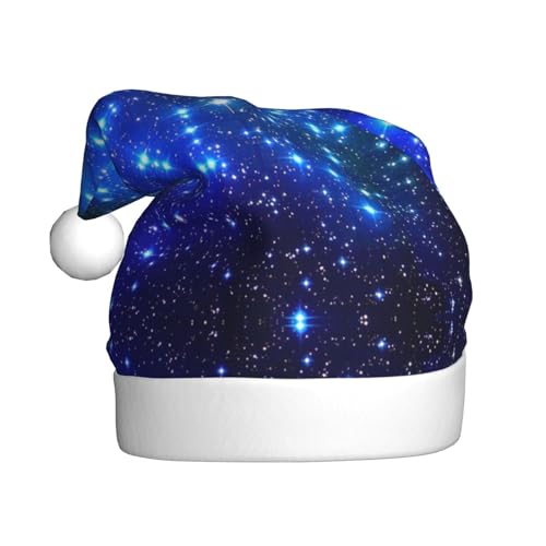 COMAAM Blaue glänzende Sterne Erwachsene Plüsch Weihnachtsmütze Weihnachten Dekorative Hut Geeignet Für Silvester Party Supplies von COMAAM