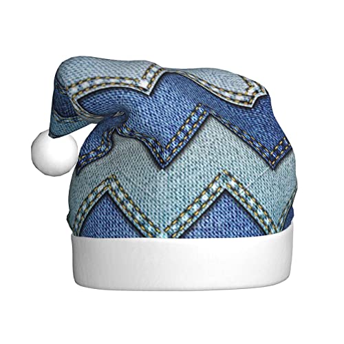 COMAAM Gradient Blue Denim Erwachsene Plüsch Weihnachtsmütze Weihnachten Dekorative Hut Geeignet Für Silvester Party Supplies von COMAAM