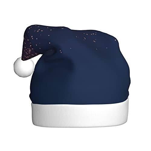 COMAAM Marineblauer Himmel und Sterne Erwachsene Plüsch Weihnachtsmütze Weihnachten Dekorative Hut Geeignet Für Silvester Party Supplies von COMAAM