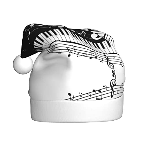 COMAAM Schwarz Weiß Musik Note Erwachsene Plüsch Weihnachtsmütze Weihnachten Dekorative Hut Geeignet Für Neujahrs Party Supplies von COMAAM