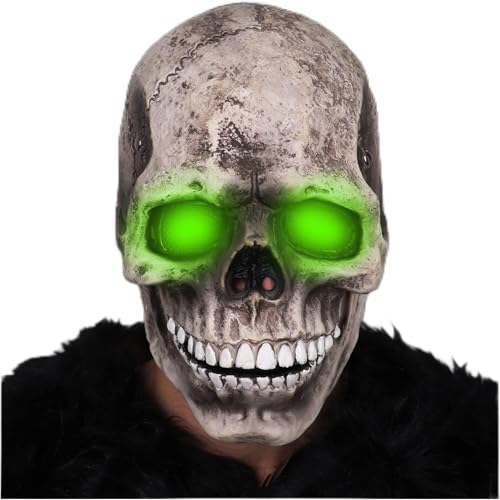 Halloween Schädel Maske mit LED Augen - Gruselige Vollkopf Totenkopf Maske für Cosplay Halloween Schädel Maske mit LED Augen - Gruselige Vollkopf Totenkopf Maske für Cosplay von COMBLU