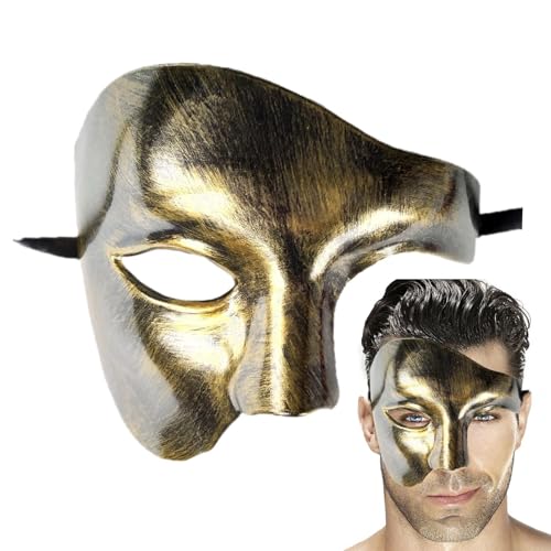 COMFOLIVING Halloween-Maske, halbe Gesichtsmaske, Vintage-Maske, Phantom des halben Gesichts, bequeme Passform, verstellbare Masken, für Karneval, Maskerade COMFOLIVING Halloween-Maske, halbe Gesichtsmaske, Vintage-Maske, Phantom des halben Gesichts, bequeme Passform, verstellbare Masken, für Karneval, Maskerade von COMFOLIVING