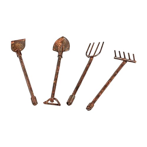 COMFOLIVING Landwirtschaftliche Werkzeuge für Puppenhaus, Rechen für Puppenhaus, 4 Stück, Gartenwerkzeuge für Feengarten, kleine Gartenrechen im Maßstab 1:12 von COMFOLIVING