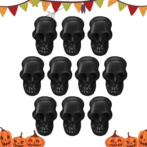 COMFOLIVING Schädel Halloween Schädel Kopf, 100 Stück Schädel Kopf Landschaftsfiguren, Halloween Totenkopf, Requisiten, realistisches Modell eines kleinen Spukhauses von COMFOLIVING