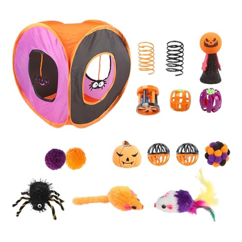 Katzentunnel-Spielzeug-Set - Interaktives Federball-Federspielzeug Katzenwürfel | Katzentunnel Spielzeug | Halloween Katzen Tunnel | Katze Faltbarer quadratischer Tunnel | Faltbarer quadratischer Katzentunnel-Spielzeug-Set - Interaktives Federball-Federspielzeug Katzenwürfel | Katzentunnel Spielzeug | Halloween Katzen Tunnel | Katze Faltbarer quadratischer Tunnel | Faltbarer quadratischer von COMFOLIVING