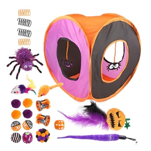 Katzentunnel-Spielzeug-Set - Interaktives Federball-Federspielzeug Katzenwürfel | Katzentunnel Spielzeug | Halloween Katzen Tunnel | Katze Faltbarer quadratischer Tunnel | Faltbarer quadratischer Katzentunnel-Spielzeug-Set - Interaktives Federball-Federspielzeug Katzenwürfel | Katzentunnel Spielzeug | Halloween Katzen Tunnel | Katze Faltbarer quadratischer Tunnel | Faltbarer quadratischer von COMFOLIVING