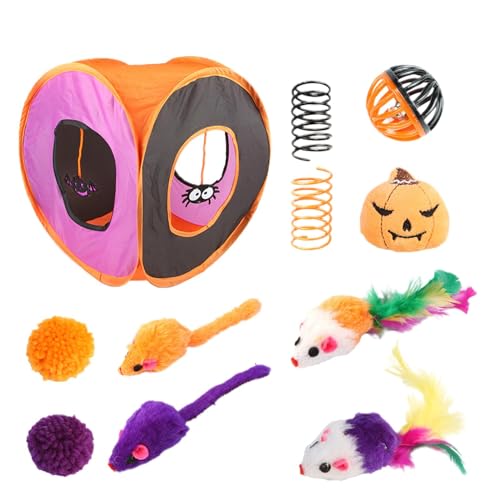 Katzentunnel-Spielzeug-Set - Interaktives Federball-Federspielzeug Katzenwürfel | Katzentunnel Spielzeug | Halloween Katzen Tunnel | Katze Faltbarer quadratischer Tunnel | Faltbarer quadratischer Katzentunnel-Spielzeug-Set - Interaktives Federball-Federspielzeug Katzenwürfel | Katzentunnel Spielzeug | Halloween Katzen Tunnel | Katze Faltbarer quadratischer Tunnel | Faltbarer quadratischer von COMFOLIVING