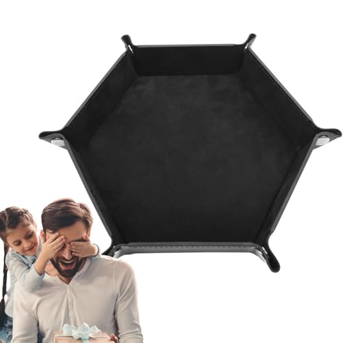 Würfelbox - Würfeltablett mit Deckel, Tablett und Aufbewahrung für sechseckige Würfel, faltbares Würfeltablett aus PU-Leder, doppelseitiges Würfeltablett von COMFOLIVING