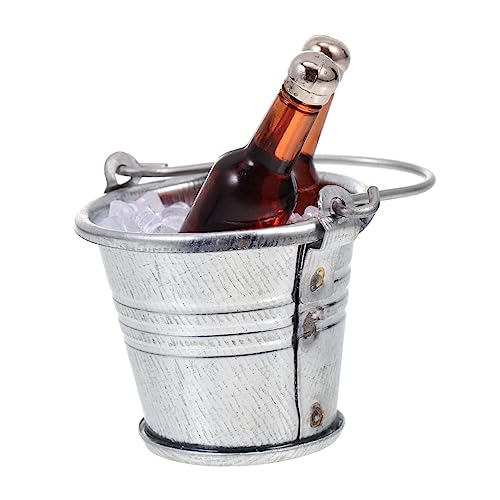 COMNESTBI 1 Satz Bier Aus Dem Puppenhaus Kleiner Eimer Kleine Bierflaschen Puppenhaus-miniaturflaschen Miniatur-Eimer Eimer Winziges Modell Eisbierflaschen Glas von COMNESTBI
