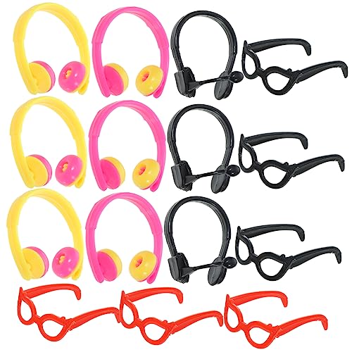 COMNESTBI 1 Satz Deko Gläser Kopfhörer Puppen-Headset-Requisiten Mädchen Puppe Brille Puppenbrillenverzierungen Puppen-ankleide-Headset Mini-Headset-Ornament Puppenbrille Plastik von COMNESTBI