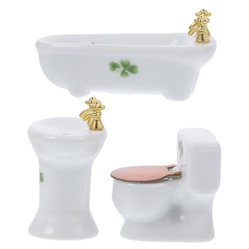 COMNESTBI 1 Satz Duschraum-Minimodell Miniatur-Duschraumzubehör Badezimmer so tun, als würde Man Badezimmer-Szene-Requisite Puppenhaus-Duschraum-Requisiten Keramik von COMNESTBI