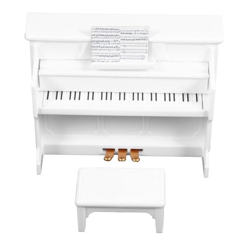 COMNESTBI 1 Satz Klaviermodell Miniklavier Für Puppe Klavierhocker Dekoration Klavier Für Minihaus Klavier Für Puppenhaus Winziges Hausklavier Puppenhausmöbel Mini Möbel Weiß Plastik von COMNESTBI
