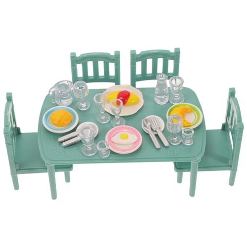 COMNESTBI 1 Satz Mini-Küchenmöbel Puppen kinderpuppe für Mini-Esstisch mini Food esszimmerstühle Miniatur-Möbelzubehör Puppenhaus winziger Tisch Plastik von COMNESTBI