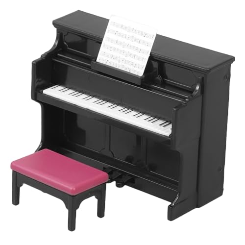 COMNESTBI 1 Satz Mini-Piano-Modell Puppenhaus Miniatur-Puppenklavier Puppenklavier mit Stuhl winziges Hausklavier sammlerstücke Klavier Mini-Klavier Miniatur-Hockermodell Abs Black von COMNESTBI