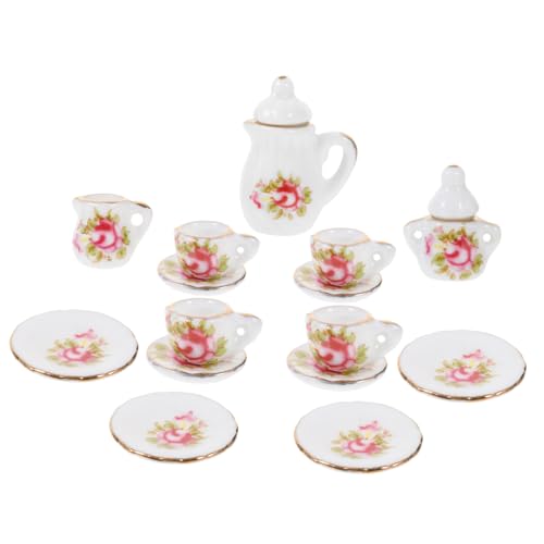 COMNESTBI 1 Satz Mini-Teeset Mini-Hausdekoration Puppenhaus Geschirr Mini- -Küchenzubehör Puppenhaus Teegeschirr Kinderminiaturspielzeug Zubehör für Puppenhäuser Miniatur-Dinge Keramik von COMNESTBI
