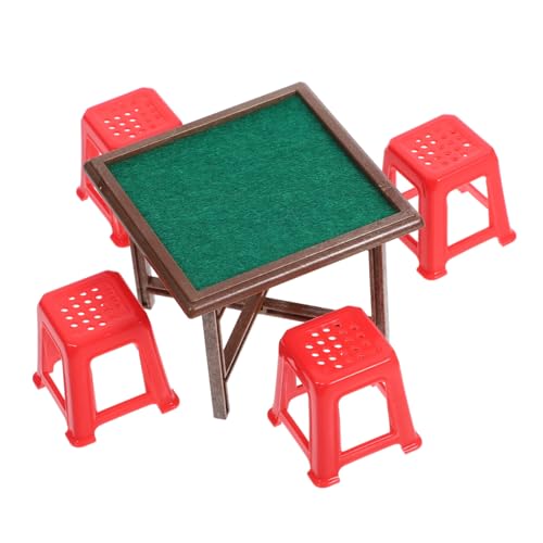 COMNESTBI 1 Satz Puppenhaus-Mahjong-Tisch Miniatur Bausätze Van Häuser Künstlich Gefälscht Bausatz Puppenhaus-minitisch Mini-Mahjong-stühle Mini-stühle Gefühlt von COMNESTBI