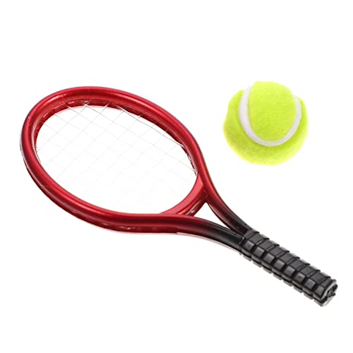 COMNESTBI 1 Satz Puppenhaus-Tennisschläger kleines Tennismodell Mini-Tennis- thematisiert Schaum sportsachen sportartikel mini DIY Mini-Tennisspielzeug für Plastik rot von COMNESTBI