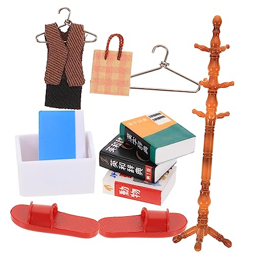 COMNESTBI 1 Satz Simulation Doll House Kleidung Rack Set Babypuppenkleidung Outfit Kleidungsstück Mini-Rack Puppenhaus Kleiderständer Kunststoff + Stoff + Edelstahl + Leder COMNESTBI 1 Satz Simulation Doll House Kleidung Rack Set Babypuppenkleidung Outfit Kleidungsstück Mini-Rack Puppenhaus Kleiderständer Kunststoff + Stoff + Edelstahl + Leder von COMNESTBI